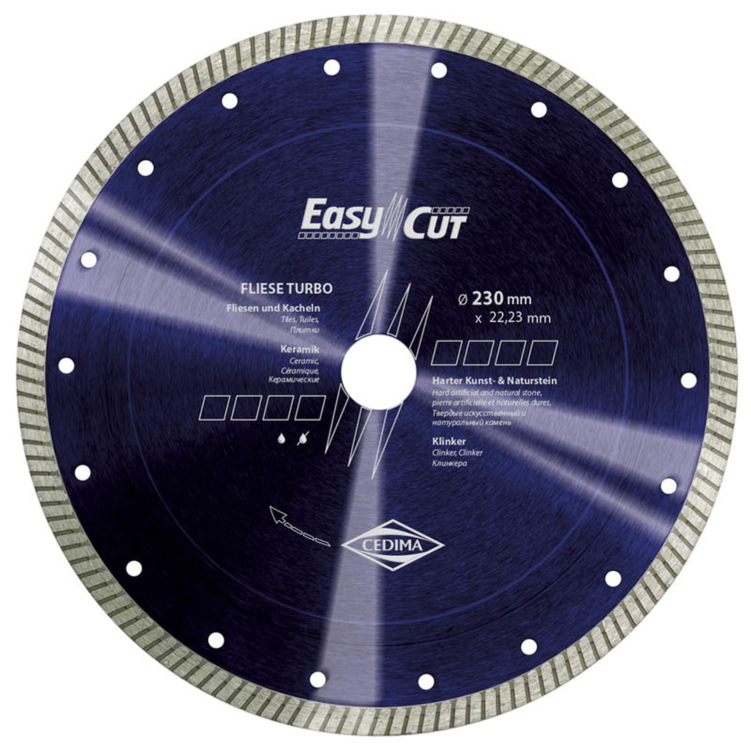 Diamanttrennscheibe Fliese Turbo-Profi Blue Cut Ø 230 x 25,4 mm Feinsteinzeug